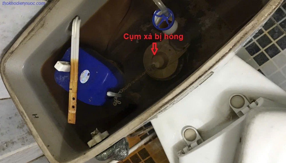 Cụm xả không đóng kín